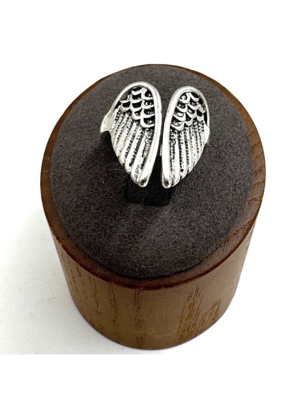 Solid Sterling Silver 925 Textured Angel Wings 3.5mm Band Ring Size 6.75
